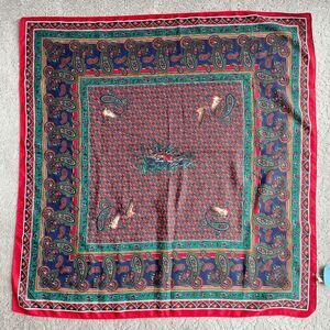 VTG 80s Avon Italy Paisley Duck Scarf 30” Square Large Print